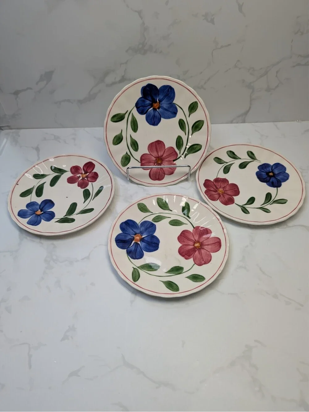 Blue Ridge Laurel Wreath Bread & Butter Plates Set of 4 Vintage 6.25